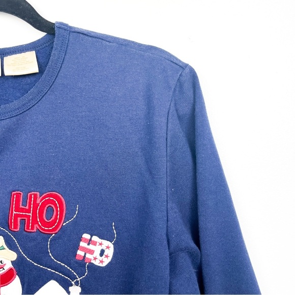 Bobbie Brooks Blue Vintage Style Textured Christmas Holiday Sweater - Picture 9 of 14